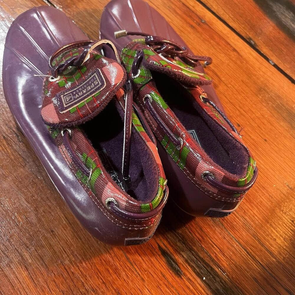 Sperry Top Siders Duck Waterproof Rubber Low Shoes Size 7.5 Purple . - Picture 1 of 5